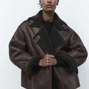 ZARA Brown Double Faced shearling jacket